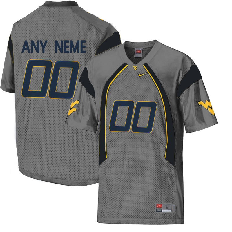 West Virginia Mountaineers Customized College Football Mesh Jersey  Grey